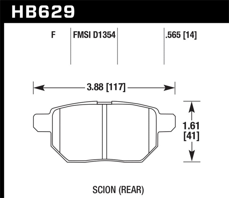 Hawk HB629F.565 08-11 Scion xB / 09-10 Toyota Corolla / 09-10 Matrix / 10 Prius HPS Street Rear Brake Pads