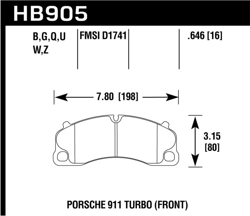 Hawk HB905D.646 17-20 Porsche 911 Front ER-1 Brake Pad Set