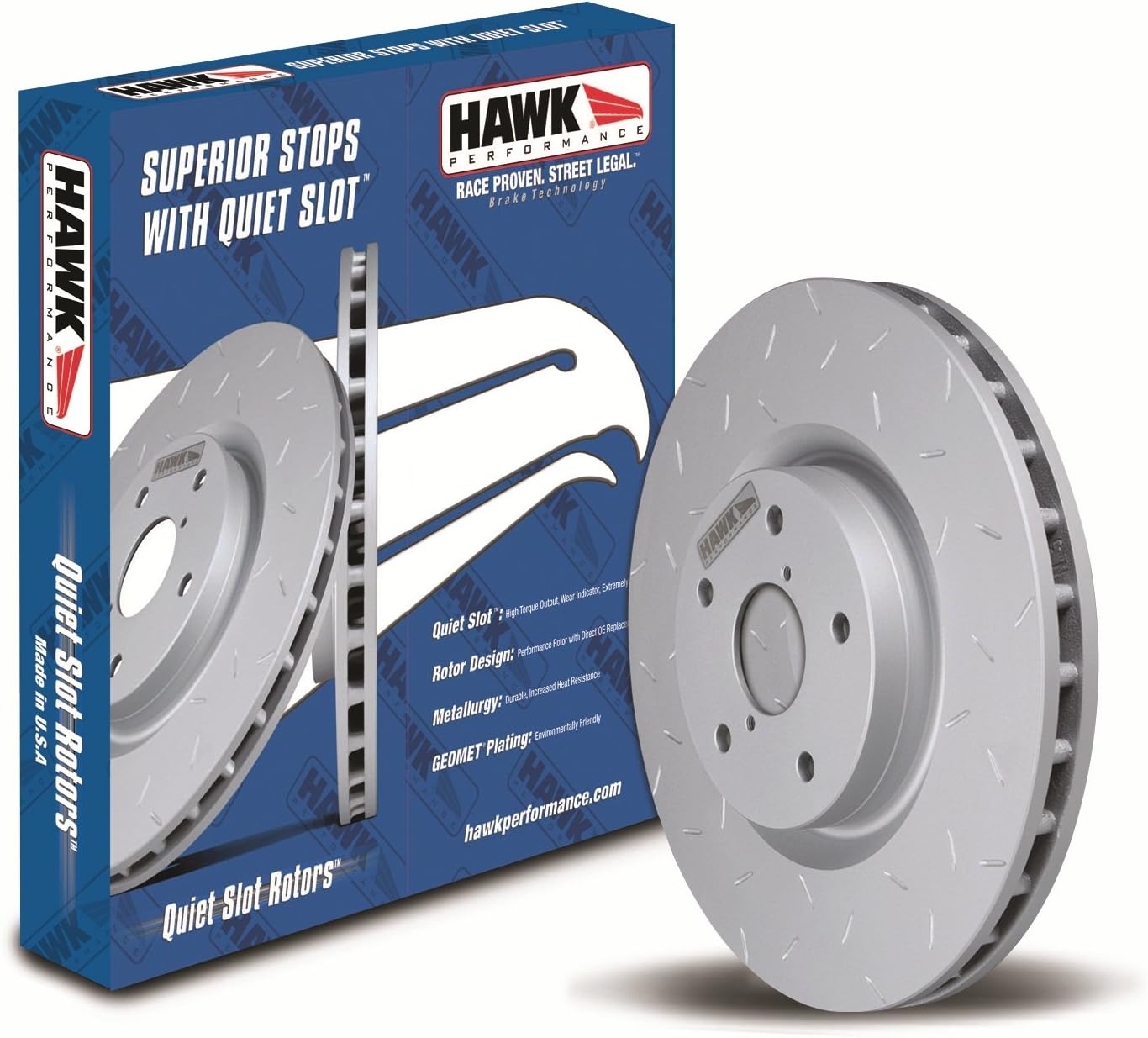 Hawk Quiet Slotted Rotor 05-10 Mustang GT Front